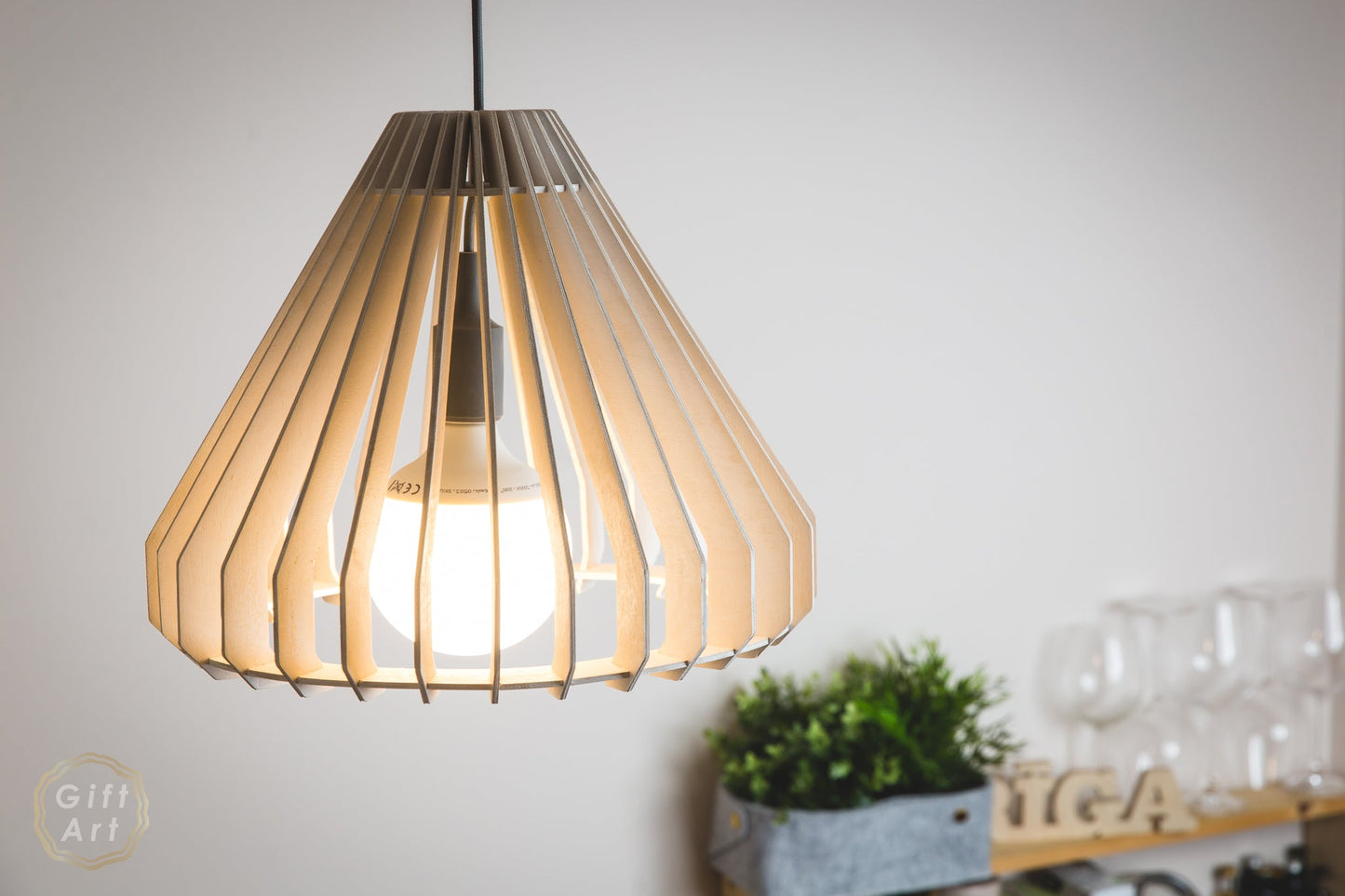 Scandinavian minimal style pendant wood lamp - GIFTART